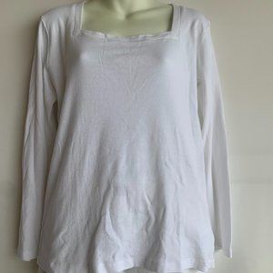 Jones New York womens white long sleeve shirt sz M